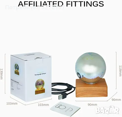 3D USB LED Нощна Лампа (любовно сърце),с дървена основаи превключвател на кабела  , снимка 7 - Настолни лампи - 48731142