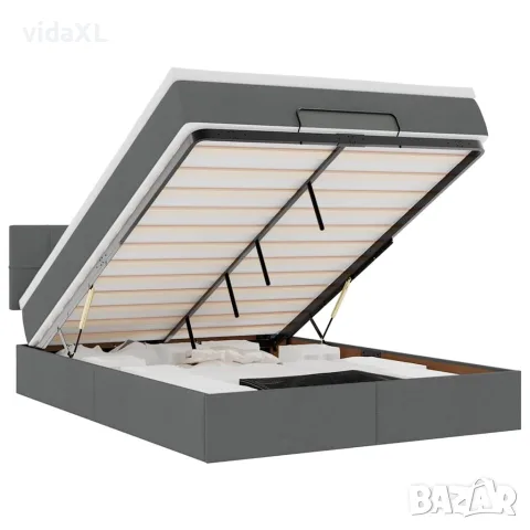vidaXL Османска легло с матрак и LED, тъмносиво, 140x190 см, плат