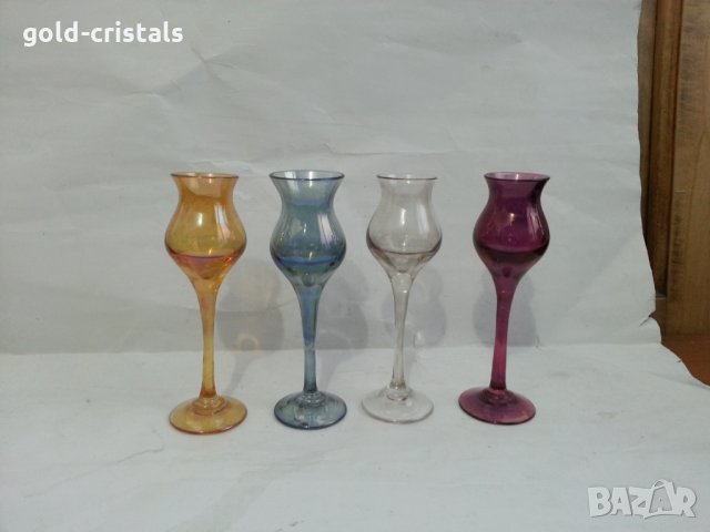 Ретро стъклени чашки чаши цветно стъкло  , снимка 4 - Други ценни предмети - 35985465