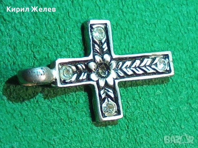 ПОСРЕБРЕН ВИНТИДЖ ФЛОРАЛНО ОРНАМЕНТИРАН НАГРЪДЕН КРЪСТ с КРИСТАЛИ 24777, снимка 8 - Колиета, медальони, синджири - 36365190