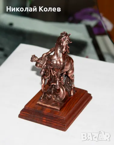 Статуетка-сувенир "Кон и ездач".Медна галванопластика., снимка 4 - Други ценни предмети - 48701900