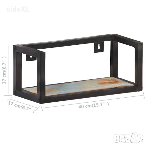 vidaXL Рафтове за стена, 2 бр, 40 см, регенерирано дърво масив, снимка 6 - Етажерки - 56146714