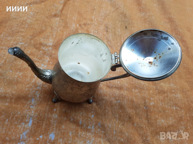 Посребрен чайник ибрик , снимка 2 - Антикварни и старинни предмети - 53685024