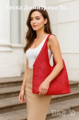 Стилна дамска чанта с вътрешен несесер, снимка 6 - Чанти - 50760061