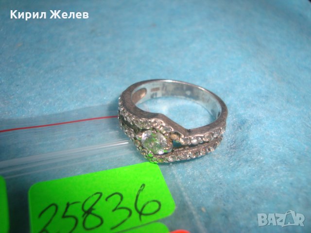 СТАР АНГЛИЙСКИ СКЪПОЦЕНЕН СРЕБЪРЕН АР НУВО ПРЪСТЕН СРЕБРО 925 с ФАСЕТИРАНИ ЦИРКОНИ 25836, снимка 6 - Пръстени - 35884667