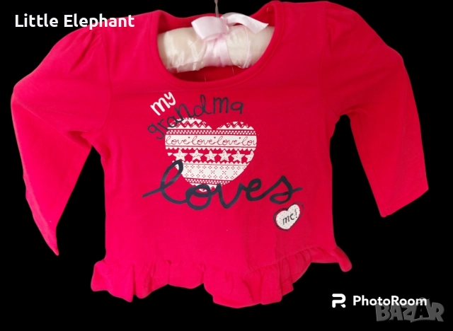 Блузка с дълъг ръкав за 12-18 мес мом"My grandma loves me",колекция"Winter Holidays",Англия/нова