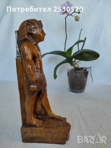 Египетска статуетка от кафяв мрамор, снимка 4 - Статуетки - 35793962