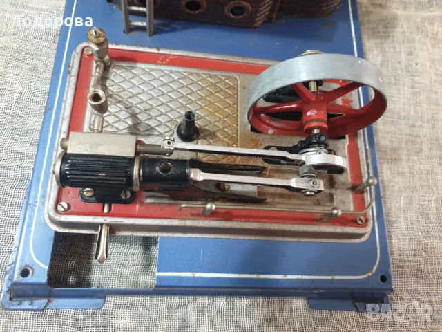 Старинен действащ модел  на парна машина, снимка 8 - Антикварни и старинни предмети - 47728579