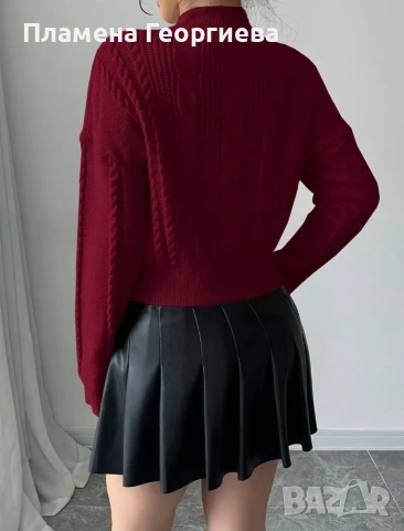Дамски пуловер в бордо, снимка 3 - Блузи с дълъг ръкав и пуловери - 52677256