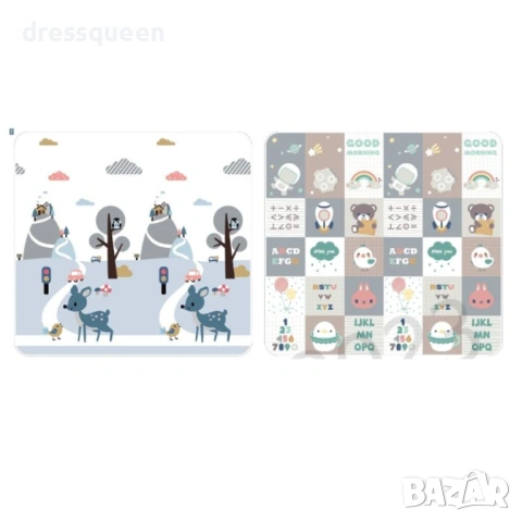 4850 Двулицева бебешка подложка за игра 180х200 см, нетоксична XPE пяна, 1 см дебелина, снимка 5 - Други - 53708685