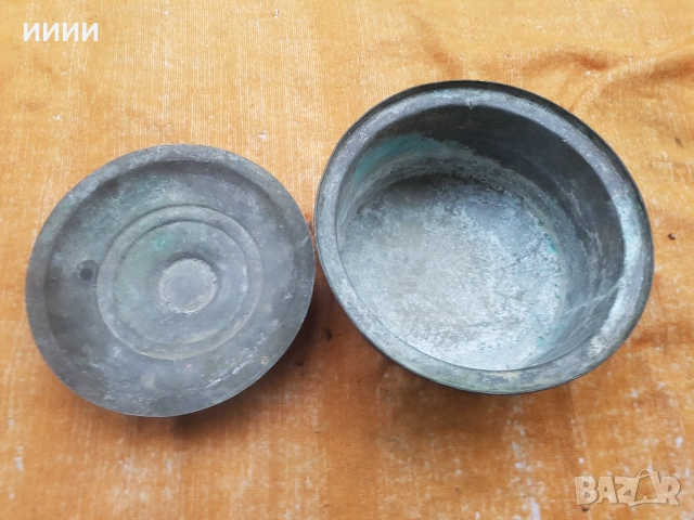 Бакърена тенджера с капак 2, снимка 2 - Антикварни и старинни предмети - 53845007