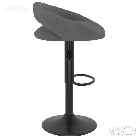 vidaXL Бар табуретки, 2 бр, тъмносиви, кадифе, снимка 5 - Столове - 56146989