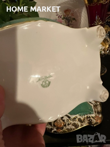 Circa 1908 “ Императорската кутия” невероятно красив и грандиозен съд , в зелено и злато, снимка 5 - Антикварни и старинни предмети - 52703092