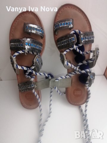 Уникални Gioseppo сандали с пискюли + подарък блузка в подходящо синьо, снимка 16 - Сандали - 35957507