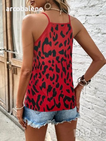 Дамски топ с V-образно деколте и леопардови шарки, 5цвята , снимка 4 - Корсети, бюстиета, топове - 41046539