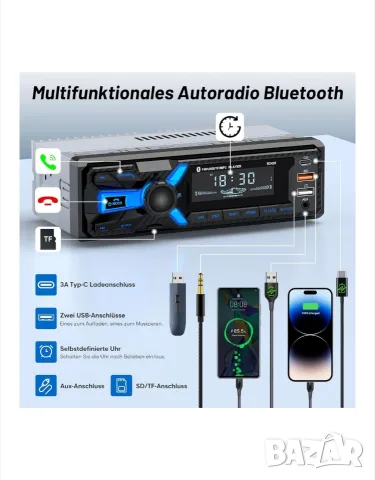 Автомобилно радио с Bluetooth, USB, Type-C и MP3 плейър (модел R2420), снимка 6 - Аксесоари и консумативи - 55950848