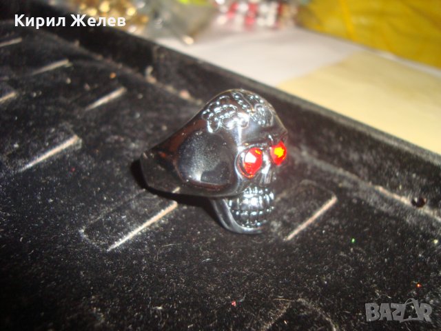 ХЕВИ МЕТЪЛ ПРЪСТЕН НЕО ГОТИЧЕСКИ СТИЛ неръждаема стомана с ФАСЕТИРАНИ СКЪПОЦЕННИ КРИСТАЛИ 25046, снимка 4 - Пръстени - 34339599