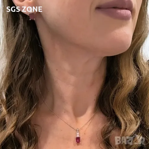 Сребърни Обеци с Изумруди/Рубини/Сапфири, снимка 2 - Обеци - 49918981