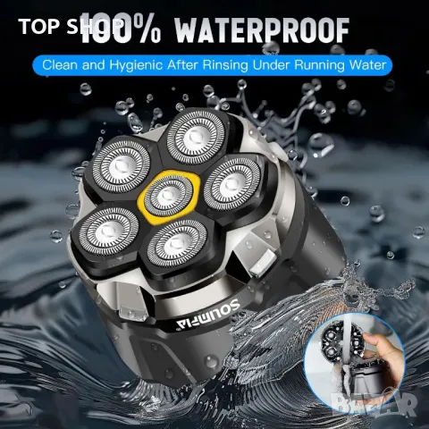 Самобръсначка за глава SOLIMPIA за мъже, 6D гъвкава глава, мокро/сухо, LED дисплей, снимка 6 - Електрически самобръсначки - 49937595