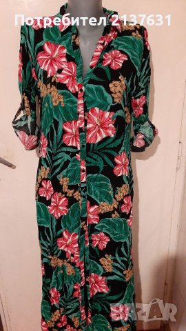  ДАМСКА ДЪЛГА РОКЛЯ с копчета отпред- Размер XL , снимка 2 - Рокли - 41212295