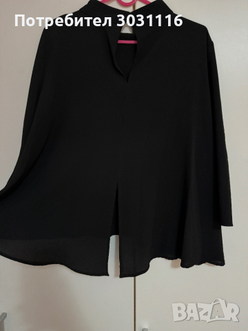 Дамска черна блуза, M-L, снимка 1 - Блузи с дълъг ръкав и пуловери - 44569903