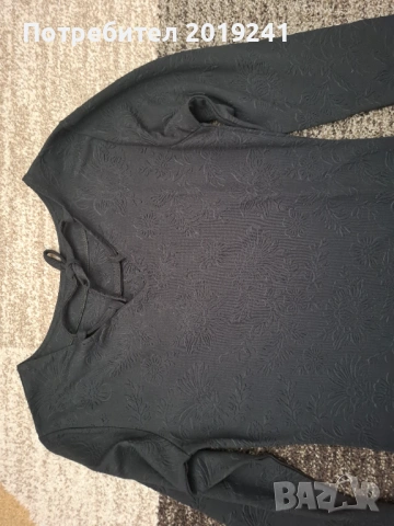 Черна рокля с гравирани цветя, снимка 4 - Рокли - 53215308