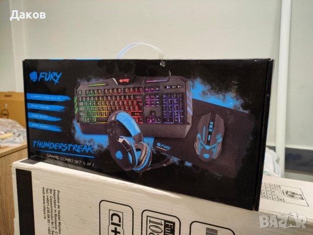 Комплект Gaming Fury Thunderstreak 4 in 1: Клавиатура, Слушалки, Мишка + Подложка за мишка