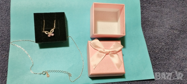 Сребърно дамско колие с пеперуда и бели камъни , снимка 3 - Колиета, медальони, синджири - 44518643