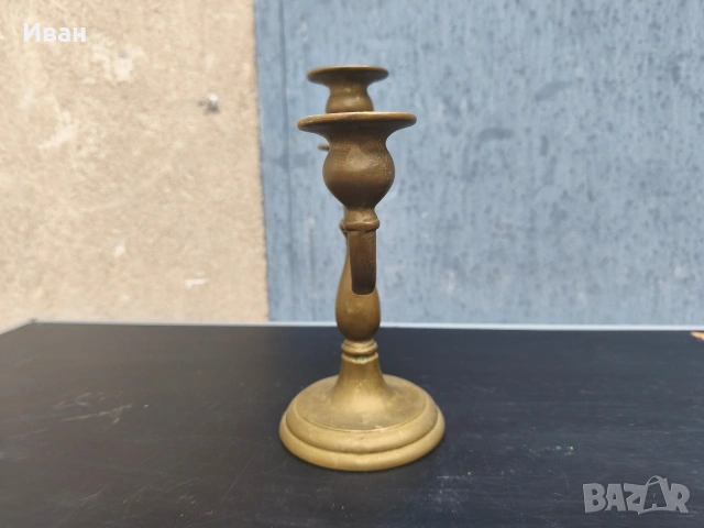 масивен месингов свещник 3ка , снимка 5 - Антикварни и старинни предмети - 53619805
