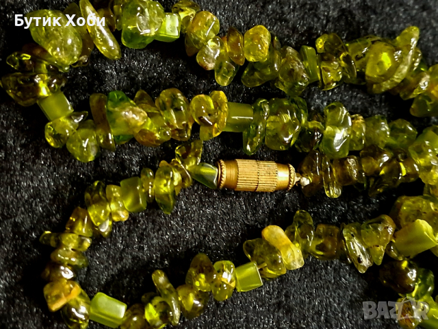 Гердан от естествен перидот, снимка 4 - Антикварни и старинни предмети - 44639035