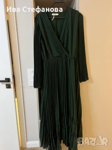 Wow 🤩 Разкошна нова  плисирана плисе солей тъмно зелена елегантна дълга рокля, снимка 10 - Рокли - 48657094