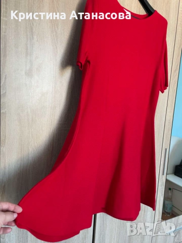 Червена рипсена рокля H&M, снимка 2 - Рокли - 52448199