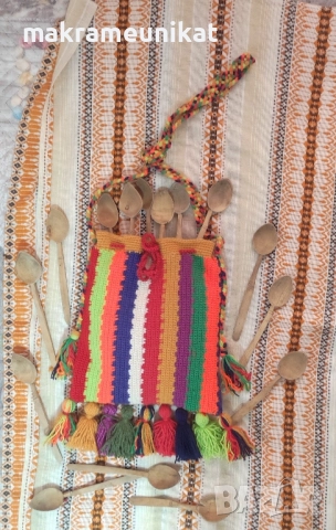 Етно торба, ръчно плетиво, за народна носия, декорация за механа, битов кът, за Сурва, кукер, нова, снимка 4 - Други - 51951358