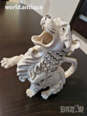 Много стара антикварна японска керамична фигура статуетка куче лъв Фу , снимка 10 - Антикварни и старинни предмети - 52150766