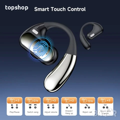 НОВИ Безжични слушалки YYK-Q28, Open Air Conduction, Ергономични, Автономия 10h, Черни, снимка 5 - Bluetooth слушалки - 50555745