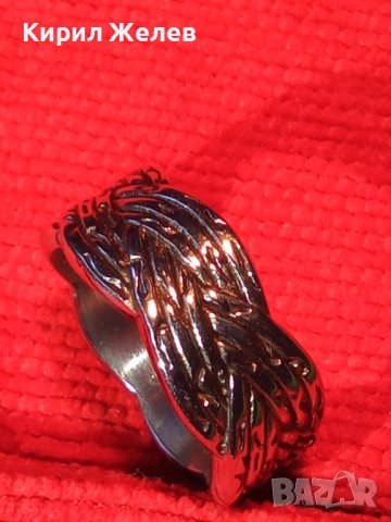 МОДЕН СТОМАНЕН АРТ ДИЗАЙН НОВ ПРЪСТЕН МАРКИРАНА НЕРЪЖДАЕМА СТОМАНА ТИП ХАЛКА 24980, снимка 4 - Пръстени - 34424656