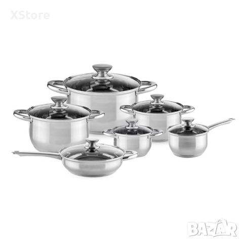 Комплект съдове за готвене Muhler от 12 части, неръждаема стомана, снимка 3 - Съдове за готвене - 52507456