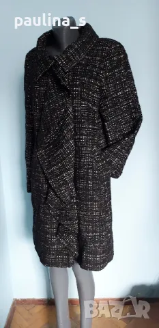 Karen Millen / Палто с висока яка и жабо / букле / вълна , снимка 7 - Палта, манта - 48793936