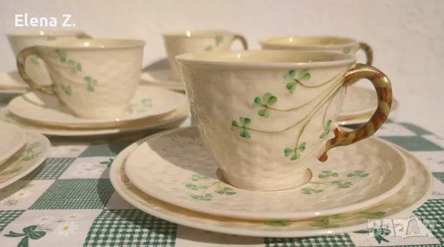 Троен сет за чай Belleek Ирландия - най-финия порцелан