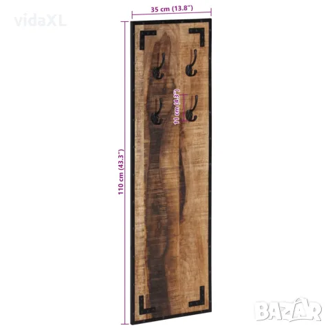vidaXL Закачалка портманто 35x8x110 см масивно дърво манго, снимка 6 - Закачалки - 56147326