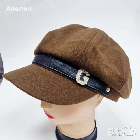 Елегантна дамска шапка тип фуражка, снимка 8 - Шапки - 52664840