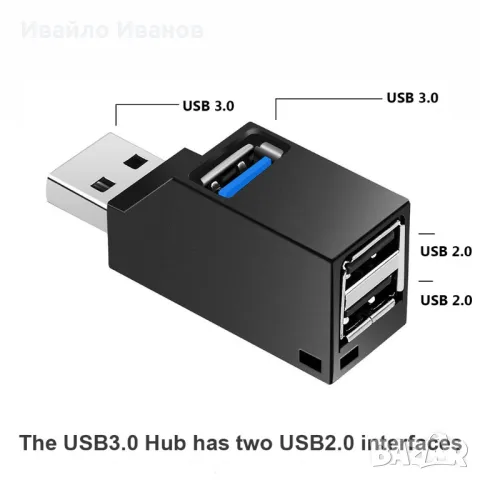 USB HUB Mini 2+1, снимка 2 - Друга електроника - 48267873
