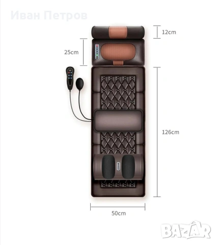 Електрическа постелка за шиацу масаж на цялото тяло, GlowforHome,15 функции, снимка 2 - Други услуги - 53818527