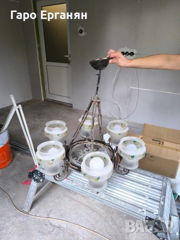 месингов полилей с шест крушки , снимка 2 - Полилеи - 53084250