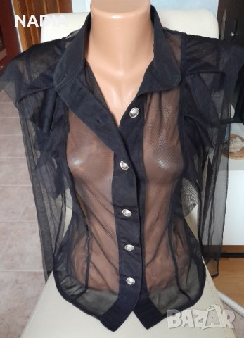 ^Черна риза тюлена, снимка 2 - Ризи - 42605435