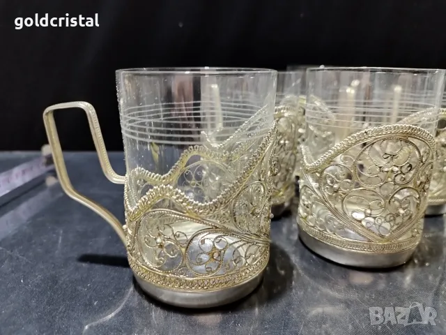 руски стакани подстакани филигран чаши за чай, снимка 15 - Антикварни и старинни предмети - 47740218
