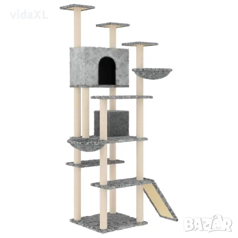 vidaXL Котешко дърво със сизалени стълбове, светлосиво, 191 см