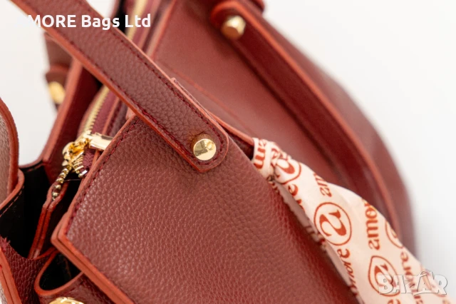 Класическа дамска чанта AMORE Giulia - Claret red, снимка 3 - Чанти - 50659693