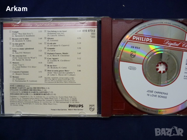 Jose Carreras. CD , снимка 11 - CD дискове - 46982365