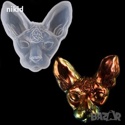 Глава Котка дълги уши коте силиконов молд форма фондан смола декор шоколад гипс, снимка 2 - Форми - 42275540